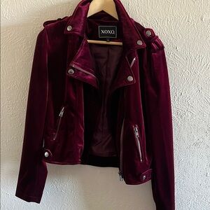 XOXO Women's Burgundy Velvet Jacket